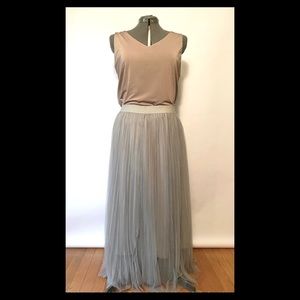 Grey Tulle Long Skirt, XL